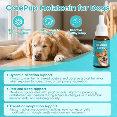 Melatonin for Dogs,Dog Sleep Aid–Anxiety Relief for Dogs, Stress, Calming, Relaxation & Sleep Support,Liquid Dog Melatonin 2Pack 2oz (60ml)