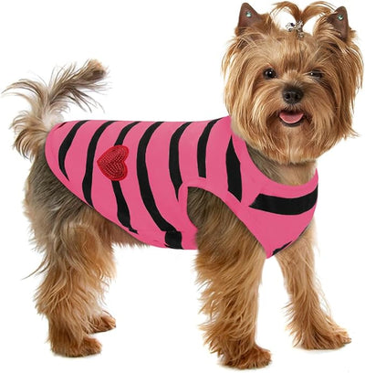 Dog Striped T-Shirts for Small Dogs Cats, Dog Vest Pet Apparel Tee Shirts Spring Summer Suitable for Small and Medium Large Pets French Bulldog Bichon, Rose S