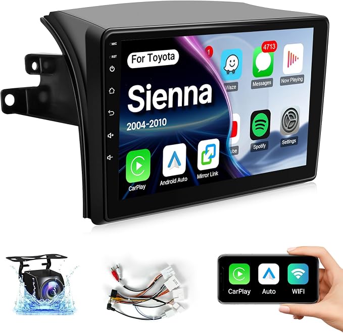 Leadfan Radio for Toyota Sienna 2004-2010 (FIT JBL. and Big Screen) Stereo Wireless Carplay Android Auto, 9” Touch Screen for Sienna Android Bluetooth/Voice Control/GPS/WiFi/Back-up Camera/SWC/FM