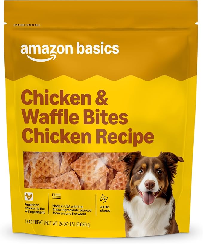 Amazon Basics Dog Treats Chicken and Waffle Bites 24oz (Previously Wag)