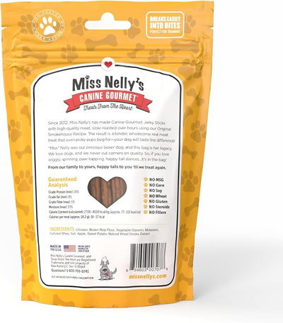 Miss Nelly's - Chicken Jerky Dog Treats - Soft Sticks - USA Made and Sourced - Original Smoke House Recipe - Small Batch Chicken Jerky for Dogs - Minimally Processed - 16 oz. Bag