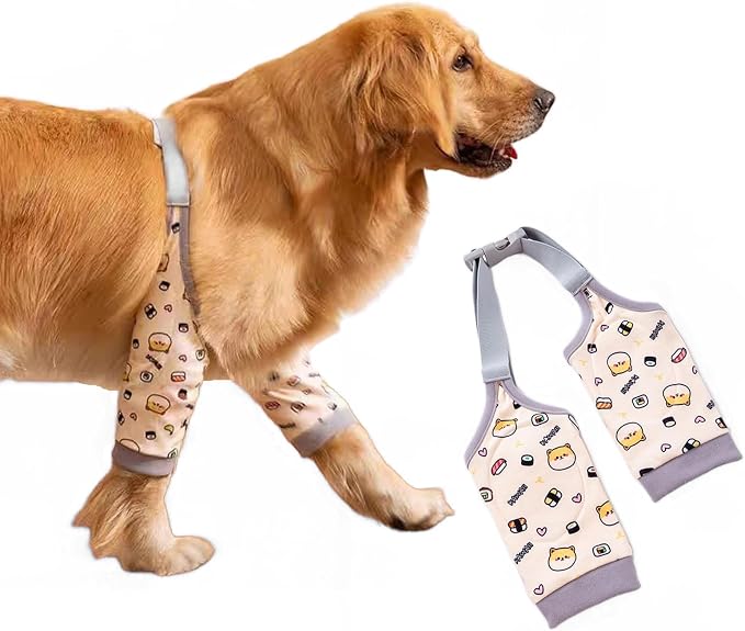 MANON ROSA Dog Elbow Pads – Knee Wrap Front Leg Sleeves for Large Dogs, Wound Protection & Anti-Licking Brace for Injured Legs or Joints (Sleeve Length 9inches, Suit. Wt 55-66lbs, Large, Yellow)