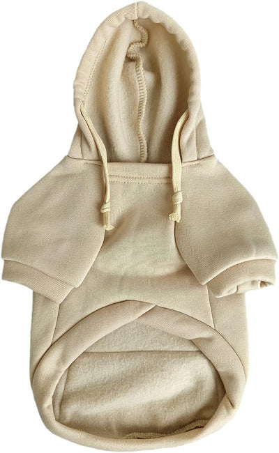 Jecikelon Dog Hoodies for Small Dogs with Zipper Pocket, Soft Fleece Puppy Clothes with Rope Hat, Warm Winter Outfits Cold Weather Coats, Cute Sweatshirt Chihuahua Costume (Beige, Medium)
