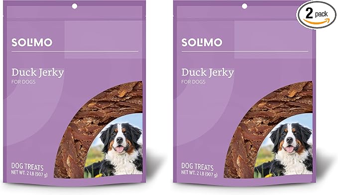 Amazon Brand - Solimo Duck Jerky Dog Treats,2 pounds (Pack of 2)