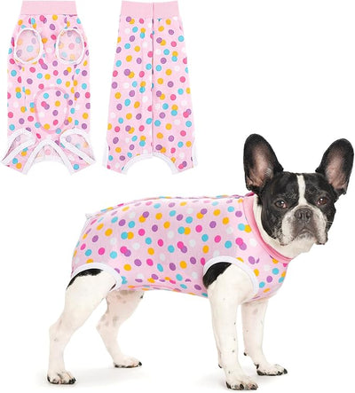 Coppthinktu Recovery Suit for Dogs After Surgery, Dog Onesie Surgery Recovery Suit for Female Spay, Soft Surgical Pajamas Bodysuits for Puppy to Prevent Licking Dog Cone Alternative Dots L