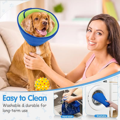 Soft Dog Cone Collar Alternative - Adjustable Comfy Cones for Large/Medium/Small Dogs to Stop Licking After Surgery, Comfortable Fabric Elizabethan Collars, Head Cone of Shame for Neuter Recovery (S)