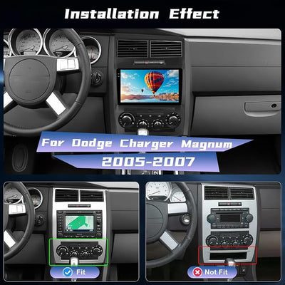 Car Radio for Dodge Charger Magnum 2005-2007 with Carplay and Android Auto | [4+128G] NHOPEEW Android Car Stereo 9 Inch Incell Touchscreen, GPS, 5GHz WiFi, EQ Audio, SWC, Bluetooth + AHD Backup Camera