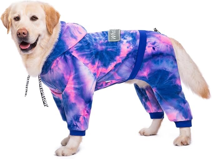 Dog Hoodies Winter Coat for Large Medium Dogs, Pullover 7 Legs Warm Coat Hooded Sweatshirt, Fleece Hoodie for Cold Weather (Bandhnu Pink, 6X-Large)