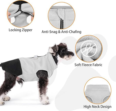 KOOLTAIL Dog Fleece Vest Sweater, Zip Up Step-in Pullover Warm Puppy Jacket with Dual Leash D-Ring for Small Medium Dogs, Cozy Soft Pet Winter Cold Weather Coats Fall Clothes Hoodie Boy Girl, Black L