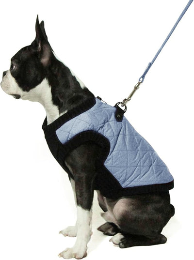 Gooby Fashion Vest Dog Jacket - Gray, Medium - Warm Zip Up Bomber Vest with Dual D Ring Leash - Winter Water Resistant Small Sweater - Clothes for Small or Medium Dogs