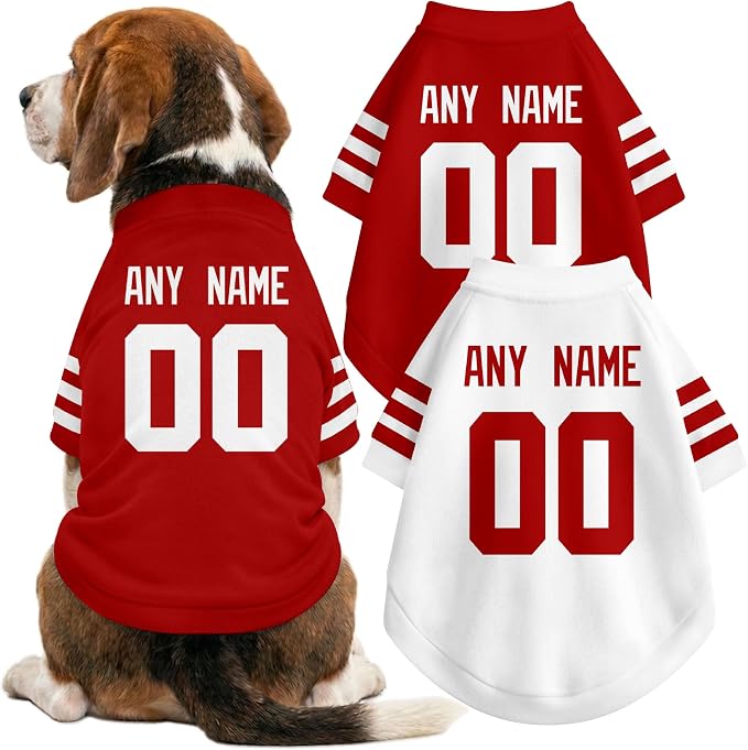 San Francisco Dog Clothes Jersey Style Personalized Pet T Shirt with Custom Name Number for Small Medium Large Dogs