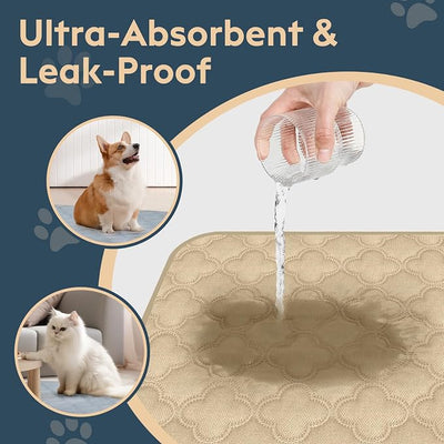 FunFurry Washable Pee Pads for Dogs - 2 Pack Reusable Waterproof Puppy Training Pads, Super Absorbent with Dog Paw Shape Non-Slip Backing (Cream, 24" X 24" - 2 Pack)