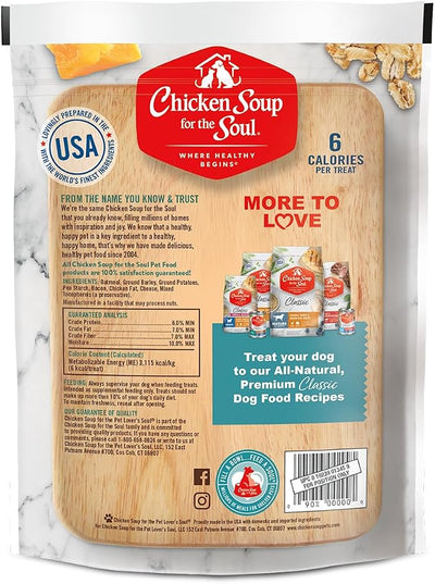 Chicken Soup for the Soul All Natural Premium Crunchy Bites Dog Treats, Real Bacon & Cheese, No By-Products, Artificial Colors, Flavors or Preservatives, Bacon & Cheese, 12oz
