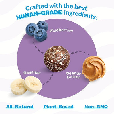 Chewy & Soft Dog Treats Bulk - All Natural, Non-GMO, Gluten Free - All Breeds, Sizes, Ages - Made in New Zealand - Peanut Butter, Blueberry, Banana - 6pk (108 Bulk Dog Treats)