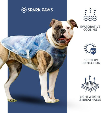 Spark Paws Dog Cooling Vest - SPF 50 UV Sun Protection - Summer Heat Relief Gear for Dogs, Lightweight, Evaporative Cooling - Dog Anxiety Relief Vest During Hot Days - Ice Blue, 4XL