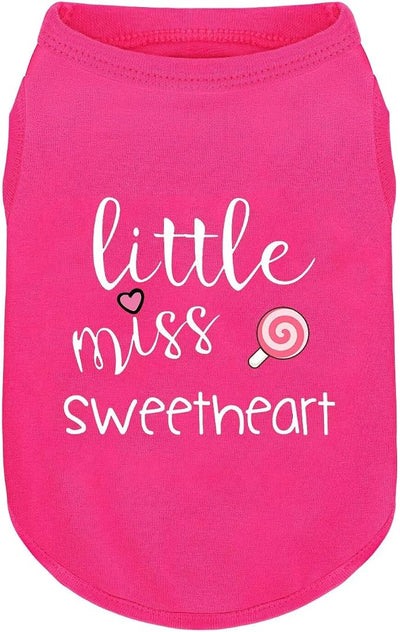 Pink Cotton Dog Shirt with 'Little Miss Sweetheart' Print, Soft & Breathable Pet Apparel for Small to Large Dogs, All-Season Sleeveless Vest, Cute and Comfortable Dog Outfit.Pink Lollipop XL