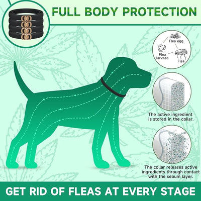 Woyamay 4 Pack Flea Collar for Dogs, Flea and Tick Prevention for Dogs, 32 Months Dog Flea and Tick Treatment, Adjustable Dog Flea Collars, Dog Flea Treatment Collar, Flea Treatment for Dogs, Black