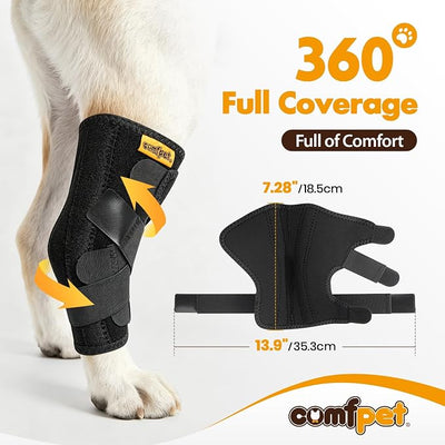 Dog Hock Brace for Small Dogs (5-15 lbs), Adjustable Hind Leg Support Wrap for Chihuahua, Pomeranian, Yorkie, Arthritis, ACL Tears & Lameness Relief - Size S