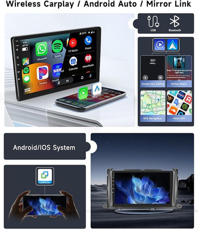 [8 CORE 6G+128G] for Toyota Sienna 2011-2014 Car Radio with Wireless Carplay/Android Auto, 9 Inch Android 15 IPS Touch Screen Car Stereo, Bluetooth, GPS, 5G WiFi, SWC, DSP + Backup Camera