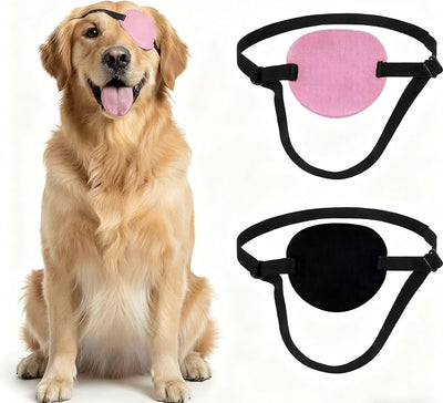 2-Pack Eye Patch for Dogs,Adjustable Dog Eye Patch,Soft and Comfortable Eyes Patches,for Medium/Large Breeds, Prevents Pawing After Injury or Vet Procedures