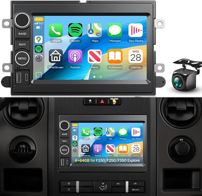 4+64G 7″ Android Car Stereo for Ford F150 F250/F350 2004-2016, Plug&Play Wireless CarPlay Android Auto DSP 32EQ,IPS Touchscreen,GPS,Backup Camera for Explorer Mustang Escape Fusion F250 Radio