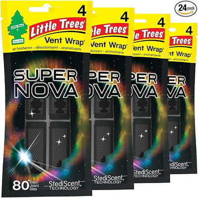 LITTLE TREES Car Air Freshener | Vent Wrap Provides Long Lasting Scent, Invisibly Fresh | Supernova, Air Fresheners (Pack of 96)