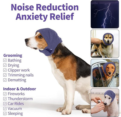 Nanaki Soft Dog Calming Hoodie Anxiety Relief Dog Ear Muffs Noise Protection Doggy Head Wrap Hematoma Fireworks Doggy Ear Cover for Bath Blow Drying Pet Head Cover Noise Cancelling Sleep Help Headband