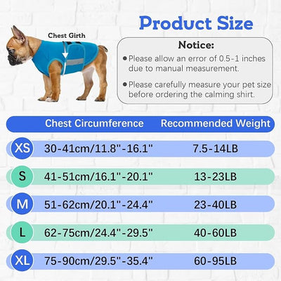 MIGOHI Dog Anxiety Relief Coat,Comfort Anxiety Vest for Dogs,Adjustable Dog Anxiety Calming Wrap for Fireworks,Thunderstorm,Travel,Separation,Anxiety Jacket for Large Dogs,L,Blue