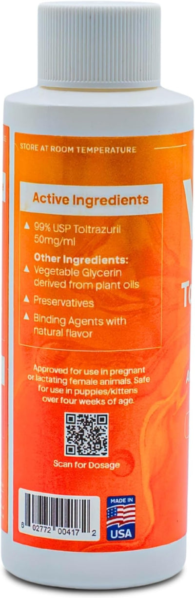 Toltrazuril 5.0% for Horses, Dogs, Cats, 120mL/4 Ounce, for Non-Food Chain Animals, Peanut Butter