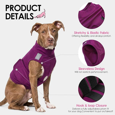 AOFITEE Dog Thunder Shirt for Dogs Anxiety, Reflective Dog Calming Vest with Hook & Loop Closure for Thunderstorms, Fireworks, Separation, Dogs Anxiety Vest Thunder Jacket, Purple, M