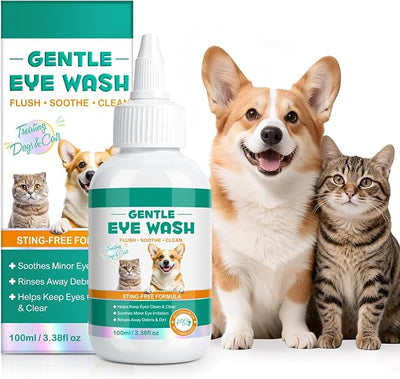 100ml Eye Drops for Dogs, Soothing Eye Drops for Dogs & Cats | Natural Ingredient Formula with Natural Ingredients to Gently Cleanse and Comfort Watery or Itchy Eyes