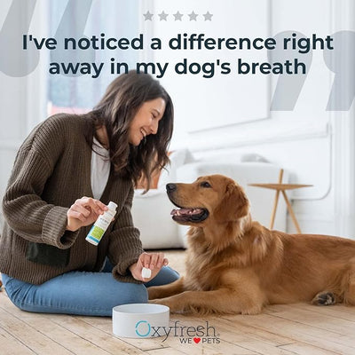 Oxyfresh Premium Pet Dental Kit for Dogs & Cats – Easiest Breath Freshener & Teeth Cleaning Solution for Fresh Breath, Clean Teeth, Plaque & Tartar Control – 4oz Toothpaste + 16oz Water Additive