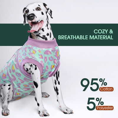 Kuoser Dog Recovery Suit for Dogs After Surgery,Professional Surgical Onesie for Female Male Dogs Spay Neuter,Soft Dog Surgery Suit Bodysuit for Abdominal Wounds Skin Disease,Light Purple Leopard M