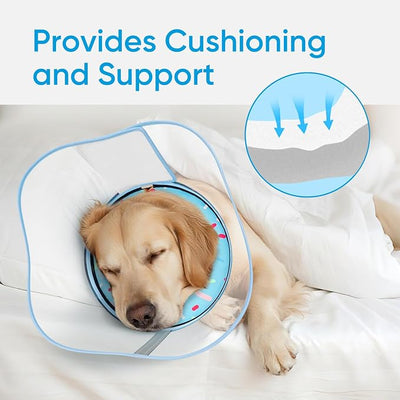 Sponge Dog Cone Collar, Dog Donut Collar After Surgery with Clear Shield, Adjustable Soft Cone for Dogs to Stop Licking-Comfy Cone for Large Medium Small Dogs (DonutBlue,XXL)