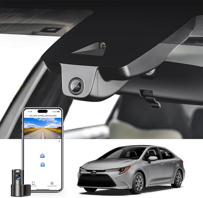 Front 4K & Rear 1080p Dash Cam Custom fit for Toyota Corolla Gen12 E210 2023 2024 2025 2026 (Model A),LE SE XLE XSE Hybrid Hatchback, Integrated OEM Look,2160P UHD Video,App & WiFi, GPS, 128GB Card