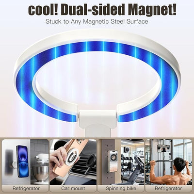 Magnetic Phone Ring for MagSafe Dual-Sided Magnetic Phone Grip Magnet Phone Stand Grip Compatible with iPhone 17/16/15/14/13 Pro Max Plus Mag Safe Accessory for Car Mounts (White)