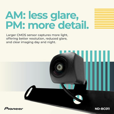 Pioneer ND-BC011 Rear View Backup Camera – NTSC Universal Camera with Selectable Front View, 155° Wide Angle, Night Vision, High Res, License Plate Mount – Compatible with Pioneer in-Dash Receivers