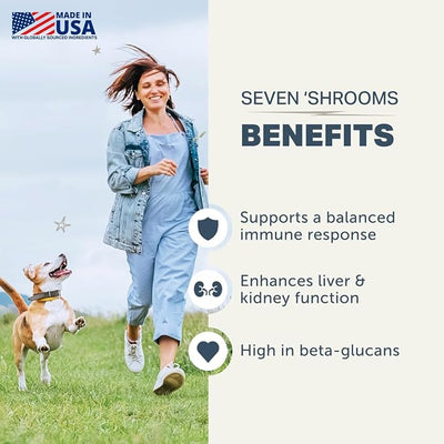 Four Leaf Rover Seven Shrooms - Organic Mushroom Supplement for Dogs - Veterinarian Formulated Whole Mushroom Extract