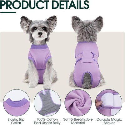 Kuoser Dog Surgery Suit Female Spay, Dog Recovery Suit Male Neuter, Pet Clothes Onesie for Surgery Anti Licking Abdominal Wounds Puppy Surgical Recovery Bodysuit Shirt, Substitute E-Collar & Cone