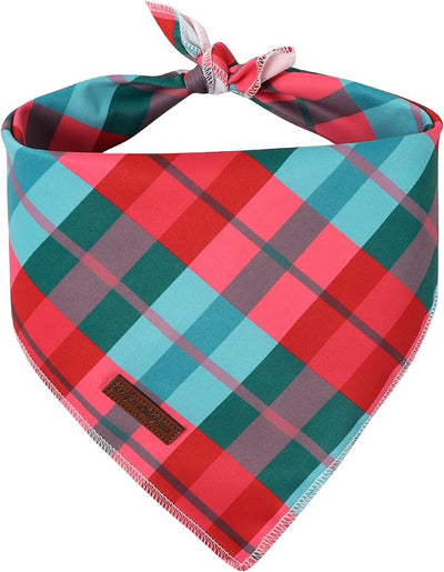 Unique Style Paws Dog Bandanas 1PC Washable Cotton Triangle Puppy Scarfs Christmas Red Green Grid with Colorful Flower for Small Medium Large Dogs and Cats