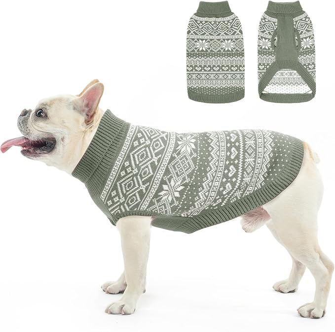 HOMIMP Dog Sweater Argyle - Warm Sweater Winter Clothes Puppy Soft Coat, Ugly Dog Sweater for Small Medium and Large Dogs, Pet Clothing Boy Girl, Grey SM