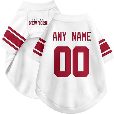New York Dog Clothes Jersey Style Personalized Pet T Shirt with Custom Name Number for Small Medium Large Dogs