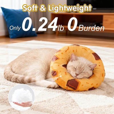 BEAUTYZOO Cat Cone Collars Soft, Cat Recovery E Collars After Surgery to Stop Licking, Adjustable Elizabeth Circle Collar Cute Pet Donut Pillow for Cats Kitten Small Dogs, Cookie S