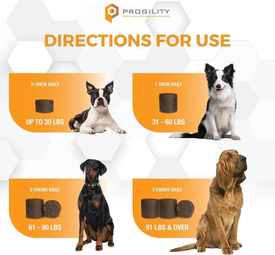 Progility Hip & Joint Supplement for Dogs – Daily Mobility & Joint Support with Glucosamine, Chondroitin & MSM, Soft Chews (90 Count)