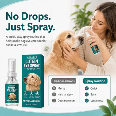 Minnah Gronoir Lutein Eye Spray for Dogs, Dog Eye Care Spray for Cloudy-Looking & Aging Eyes, Vision Clarity & Eye Comfort Support with Marigold, Vitamin E & Bilberry, 20mL