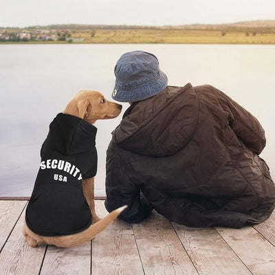 Security Dog Hoodie Warm Cozy Brushed Fleece Interior Clothes Hoodie with Pocket Sweatshirt Dog Sweaters for Medium Dogs(M)