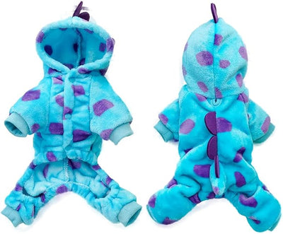 Dog Dinosaur Costume,Hoodies Cold Weather Coat Winter Costume for Small Medium Dogs Cats, Dog Pajamas for Christmas Halloween