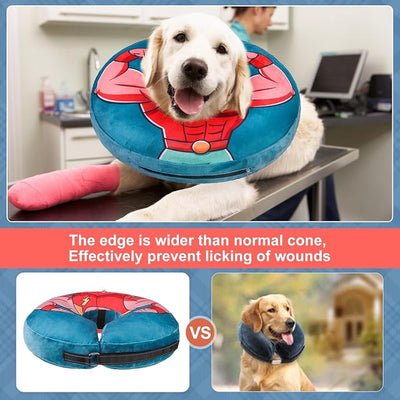 BEAUTYZOO Dog Cone Alternative After Surgery for Large Medium Small Dogs, Soft Inflatable Cone Collar for Dogs Cats, Pet Neck Donut E Collar Dog Recovery Collars to Stop Licking, Blue, S