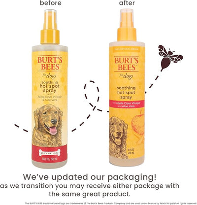 BURT'S BEES FOR PETS Hot Spot Spray with Apple Cider Vinegar and Aloe Vera, 95% Natural Origin Formulas, Dog Spray for Itchy Dogs, Dog Spray Itchy Skin Relief, 2pk 10oz