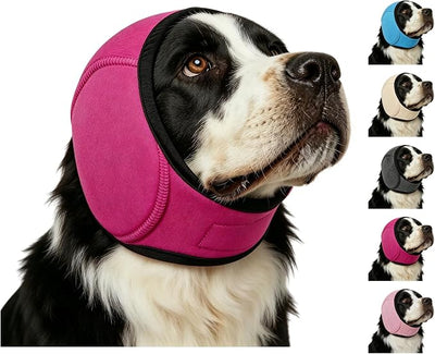 Zenpup Noise Cancelling Ear Wrap, Dog No Shake Ear Muffs Noise Protection Firework Thunder Vacuum, Comfortable Quiet Dogs Calming Hoodie, Adjustable for Grooming Bathing & Swimming (Rosered, Medium)